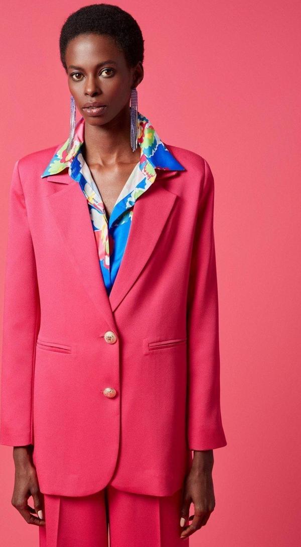 Saten Krep Ceket - Fuşya - Image 1