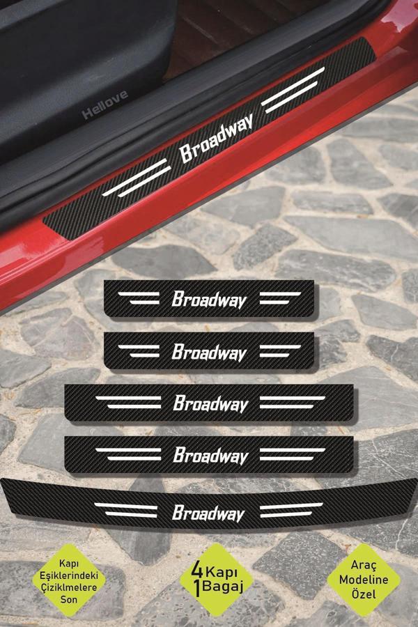 Renault Broadway Uyumlu Kapı Bagaj Eşik Koruyucu Set Karbon Çizilme Engelleyici Folyo Broadway Yazılı - Image 1