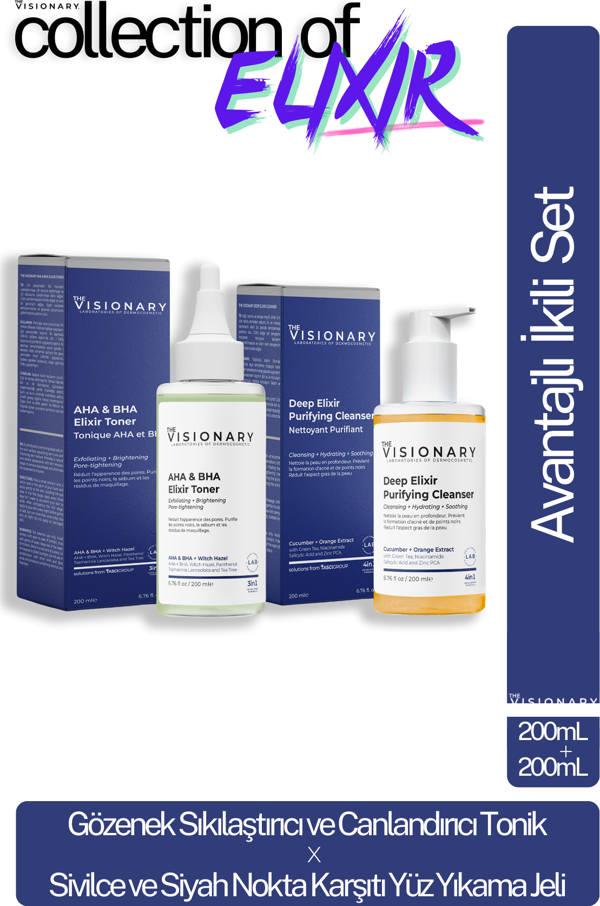 The Visionary 2'li Avantajlı Set Gözenek Sıkılaştırıcı ve Canlandırıcı Tonik & Akne, Siyah Nokta, Arındırıcı Temizleme Jeli - Image 1