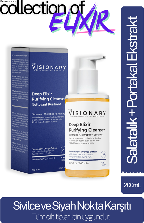 The Visionary Sivilce/Akne, Siyah Nokta Karşıtı, Arındırıcı Tüm Cilt Tipleri için Yüz Temizleme Jeli 200 mL - Image 1