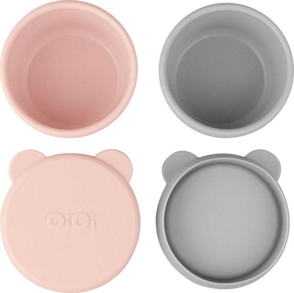 Oioi Silikon Kapaklı Mini Kase 2'Li Mini Bites - Pinky Pink / Powder Grey - Image 1