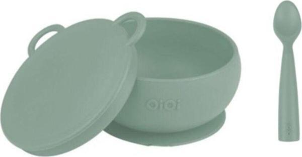 Oioi 2'Li Set Kapaklı Kase, River Green, Nam Nam Kaşık River Green - Image 1