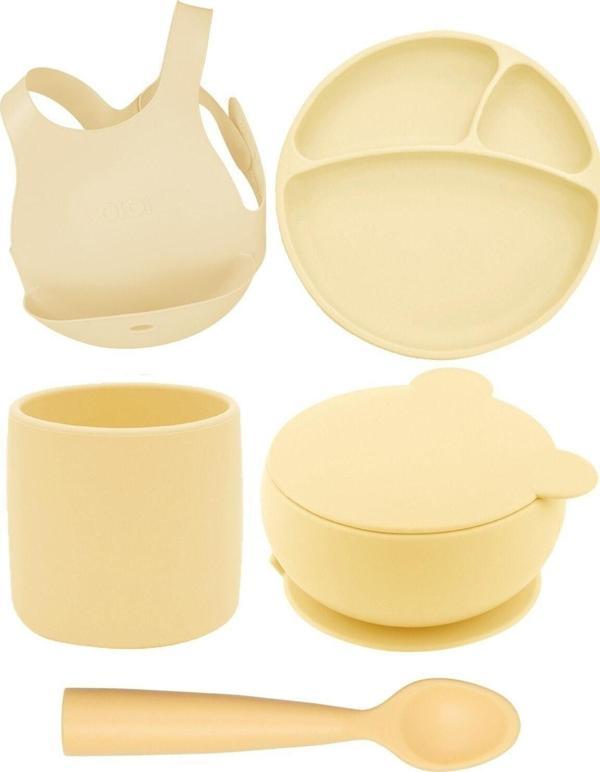 Oioi Mellow Yellow Beşli Set (Önlük+Tabak+Kase+Bardak+Kaşık) - Image 1