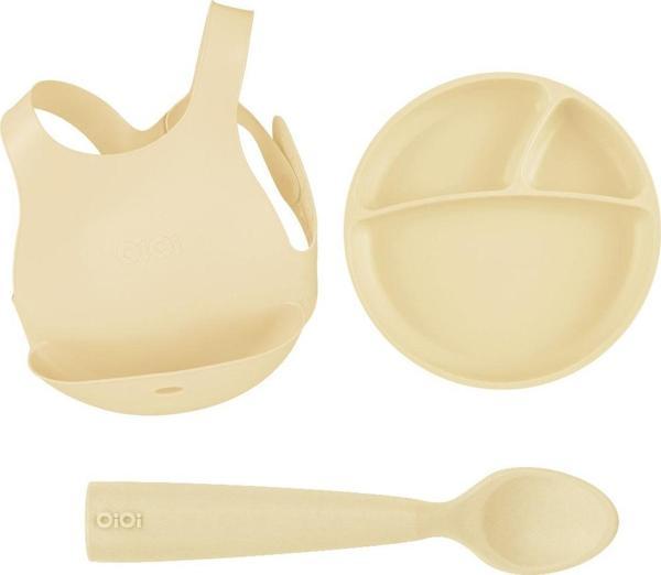 Oioi Mellow Yellow Beslenme Seti Önlük Tabak Kaşık - Image 1