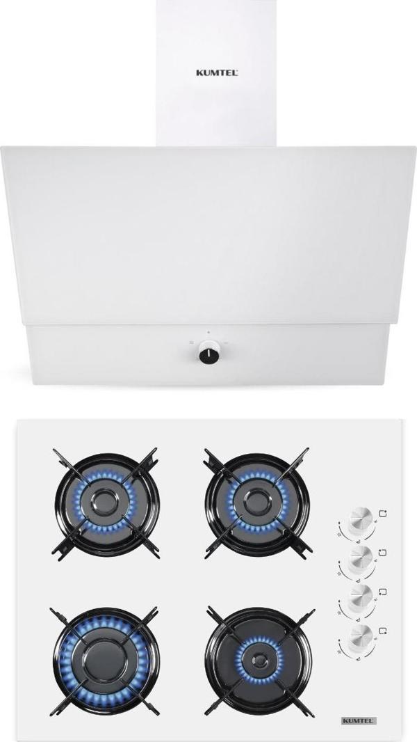 KUMTEL Beyaz 2\'li Ankastre Cam Set (Ocak-Davlumbaz) - Image 1