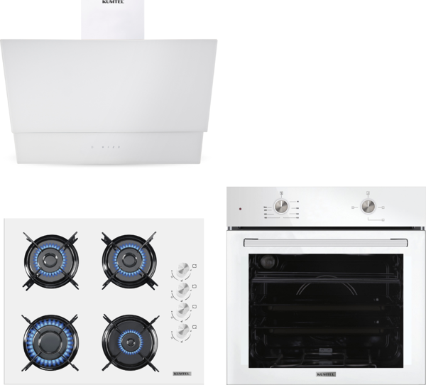 Kumtel Home Plus Beyaz Cam Ankastre Set - Image 1