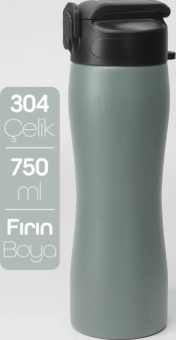 Pipetli Paslanmaz Çelik Matara - 304 Çelik Spor Suluk BPA İçermez Füme Renk Taşınabilir Tasarım 750 ML - Image 1