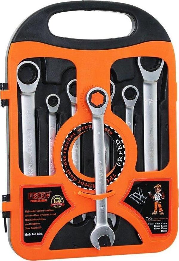 7 PCS CIRCIR KOMBİNE ANAHTAR SETİ 8-10-12-13-14-17-19MMPLASTİK TAŞIMA ÇANTALI-Findit - Image 1