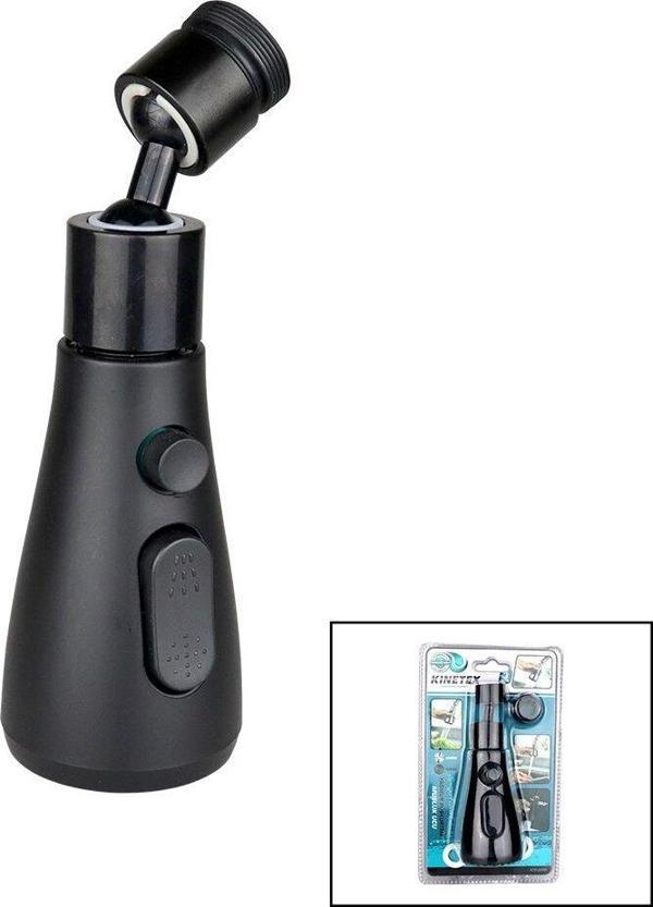 360 DERECE DÖNEBİLEN- 3 MOD  SİYAH YAĞMUR PÜSKÜRTME BORULU KUBAR MUSLUK UCU KTX-3289-Findit - Image 1