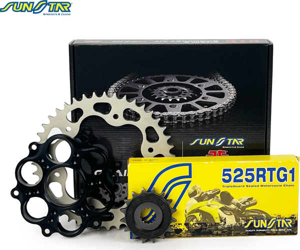 Sunstar Zincir Dişli Seti Ducatı Hypermotard Evo Sp (1100 Cc)  (2010-2012) / Zincir : Sunstar 525Rtg1 (Gold)-104 / Dişli: Jt (15T-41T) - Image 1