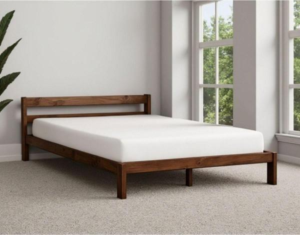 Pinoxi Masif Ahşap Karyola Çift Kişilik 100X200 cm Doğal Ahşap Ceviz - Image 1