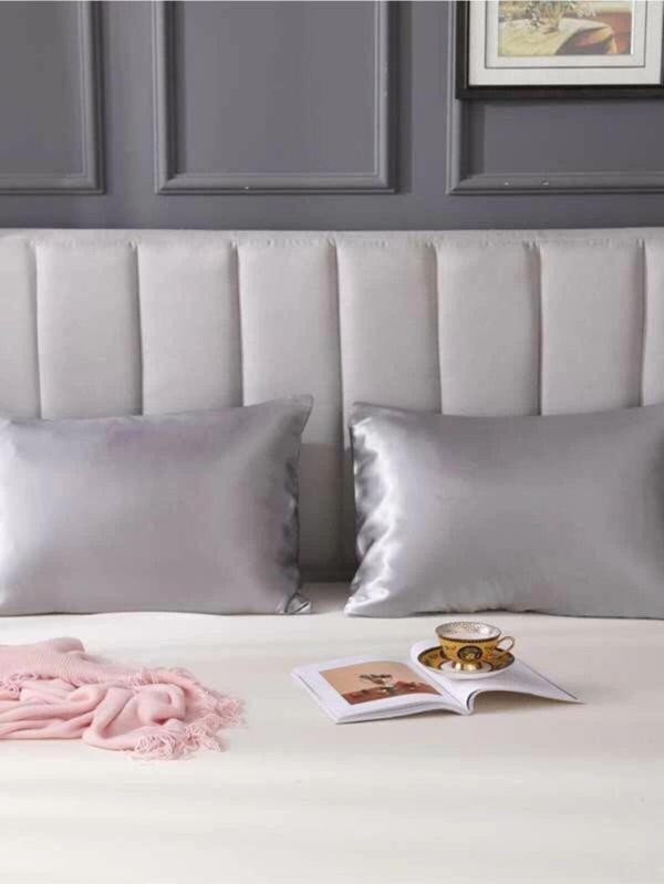 Pistore Gri Ipek Saten Yastık Kılıfı 50 X 70 2'Li - Image 1