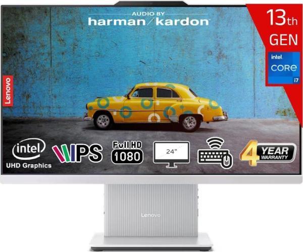 Lenovo Ideacentre Aıo 24IRH9 Intel Core I7 13620H 32GB Ddr5 1tb SSD Intel UHD Graphics Freedos 23.8 IPS Fhd F0HN0056TR-321 Kablosuz Klavye+Mouse Beyaz All In One Bilgisayar - Image 1