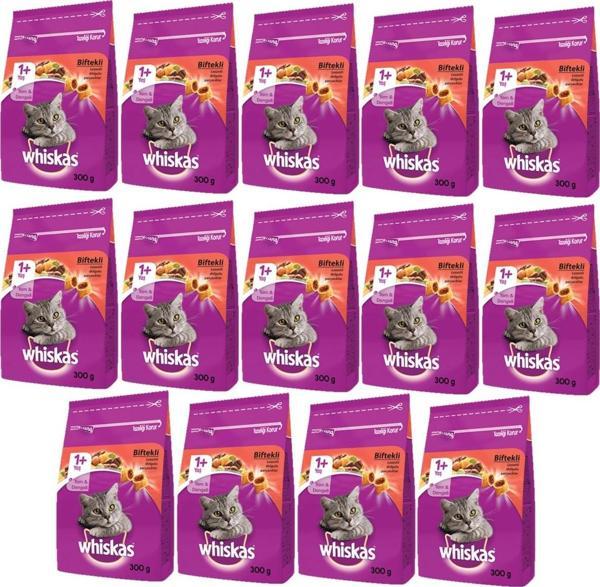 Whiskas Whıskas® Sığırlı (Biftekli) Kuru Kedi Maması 1+ Yaş 300 Gram (14 Adet) - Image 1