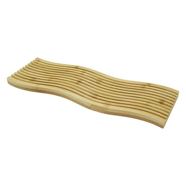 DALGALI KENAR  ÇİFT TARAF=DÜZ - DALGALI OYUK KANALLI AHŞAP BAMBU SUNUM TEPSİ 15X39X1.5CM (2818) - Image 1