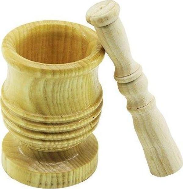 ORTA BOY  LÜX AHŞAP HAVAN SARIMSAK DÖVECEK Ç: 7.3CM--D: 6.5CM--Y: 10.5CM FİLELİ AMBALAJ-Findit - Image 1
