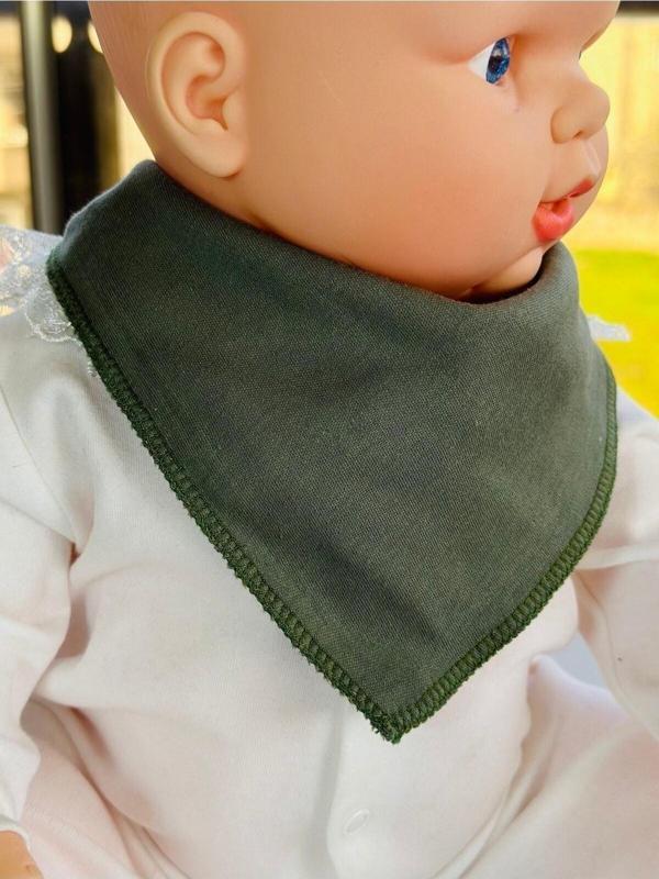Kubbe Çağla Yeşili %100 Organik Pamuk Çift Katlı Örme Kumaş Çıtçıtlı Bebek Salya Önlük & Fular - Image 1
