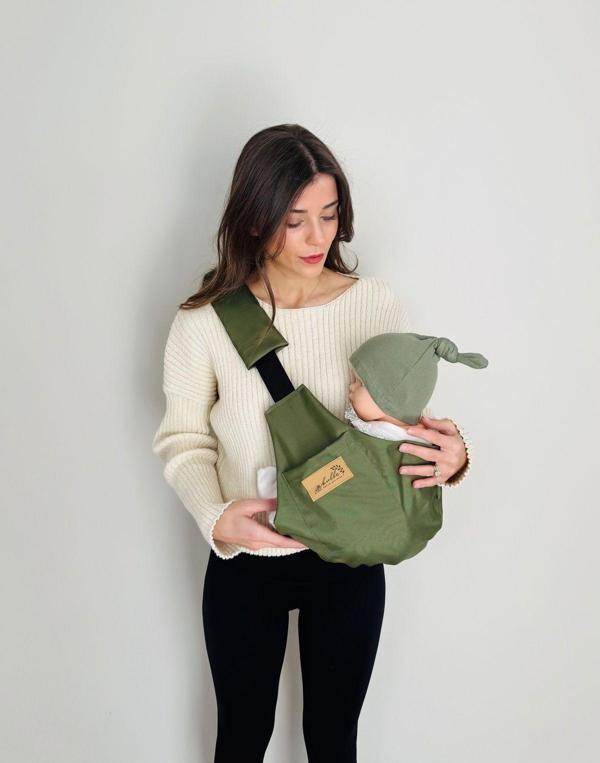 Kubbe Child Carrier - 10 Ay - 4 Yaş (18 Kg) Haki Cepli Çocuk Taşıyıcı Sling - Image 1