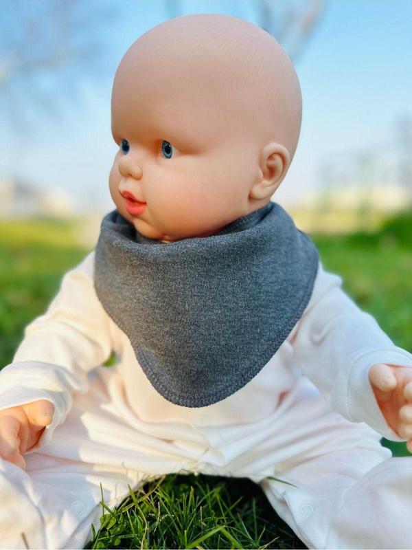 Kubbe Füme %100 Organik Pamuk Çift Katlı Örme Kumaş Çıtçıtlı Bebek Salya Önlük & Fular - Image 1
