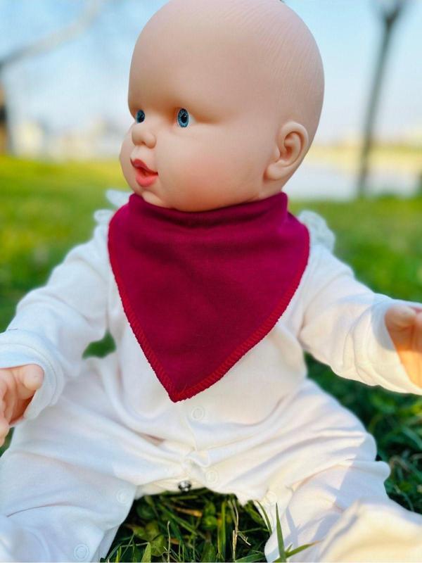 Kubbe Vişne Çürüğü %100 Organik Pamuk Çift Katlı Örme Kumaş Çıtçıtlı Bebek Salya Önlük & Fular - Image 1