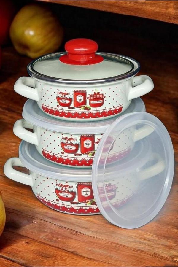 Emaye Pişir Sakla Tencere Seti 9 Parça Reçel T.3698 - Image 1