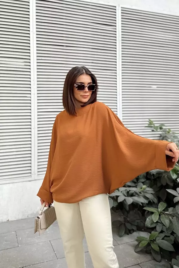 Duble Kol Yarasa Model Salaş Bluz - Image 1