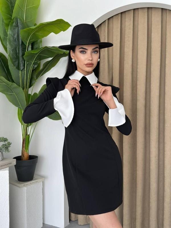 Yaka ve Kol Detay Elbise - Image 1