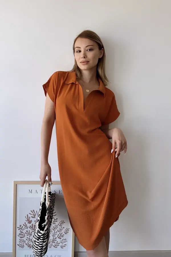 Polo Yaka Kısa Kol Elbise - Image 1