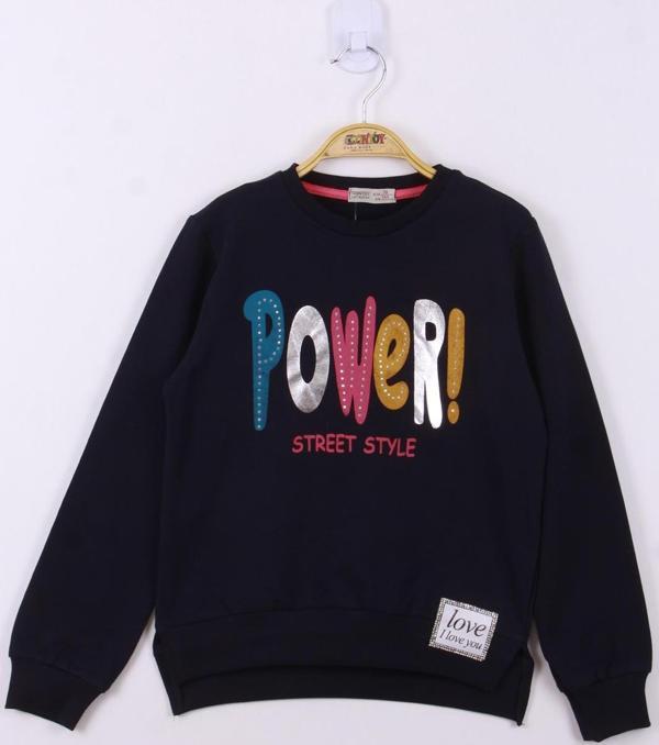 Toontoy Kız Çocuk Power Renkli Baskılı Sweatshirt - Image 1
