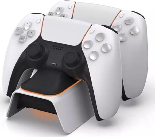 Comse Ps5 Dualsense Işıklı Şarj Istasyonu Şarj Standı 0521 Beyaz - Image 1