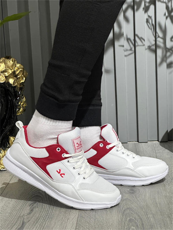 Escetic Beyaz Kırmızı Erkek Anorak Gövde Yazlık Sneaker Hafif Spor Ayakkabı AY0012 - Image 1