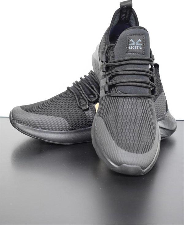 Escetic Siyah Erkek Sneaker Hafif Yumuşak Taban Bağcıklı Spor Ayakkabı AY0006 - Image 1