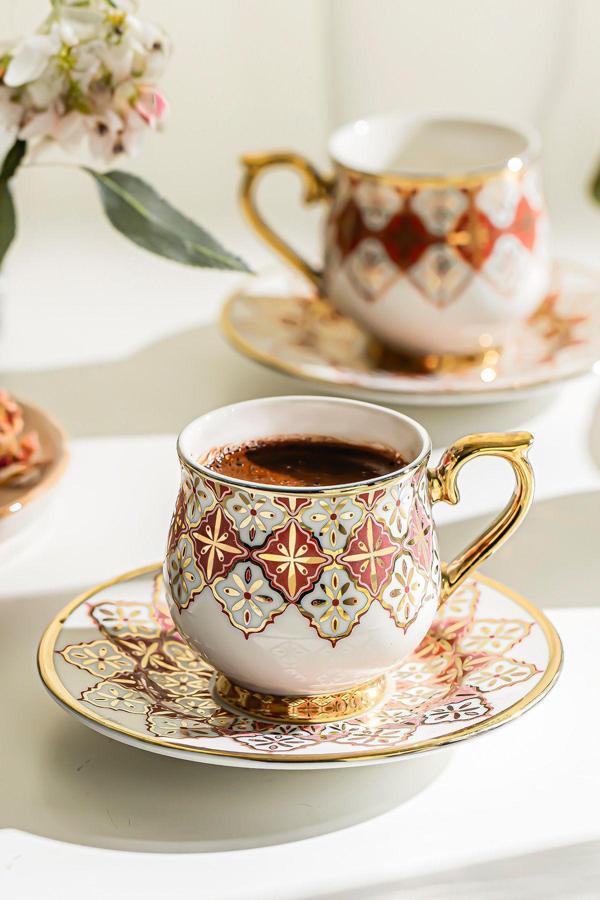 Nehir rüya porselen kahve fincan takımı seti  6 kişilik - Image 1
