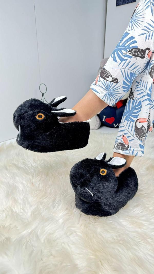 Kadın Panduf Tavşan Figürlü Peluş Ev Botu Desenli Düz Taban Rahat Hafif 359 - Image 1