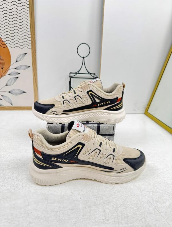 Günlük Erkek Sneaker Fileli Bağcıklı Tırtık Kalın Taban Bilek Destek Dikiş Hafif Spor Ayakkabı 4281 - Image 1