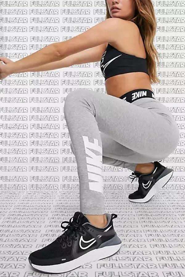Nike Leggings Club High Rise Cotton Yüksek Belli Pamuk Polyester ince Tayt Gri - Image 1