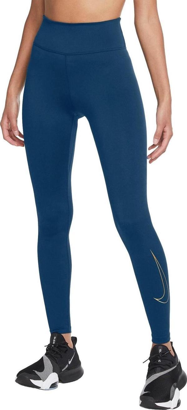 Nike One Performance Leggings Dri-Fit Toparlayıcı İç Cepli Petrol Mavi Tayt - Image 1