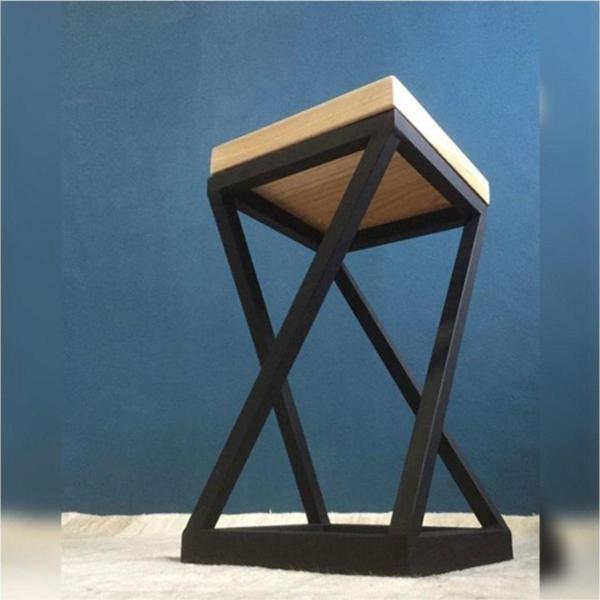 Doffo Doğal Ahşap Paralel Bar Taburesi Metal Ayaklı - Image 1