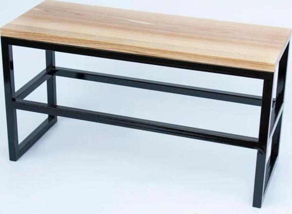 Doffo Elona Doğal Ahşap Metal Ayakkabı Rafı - Image 1