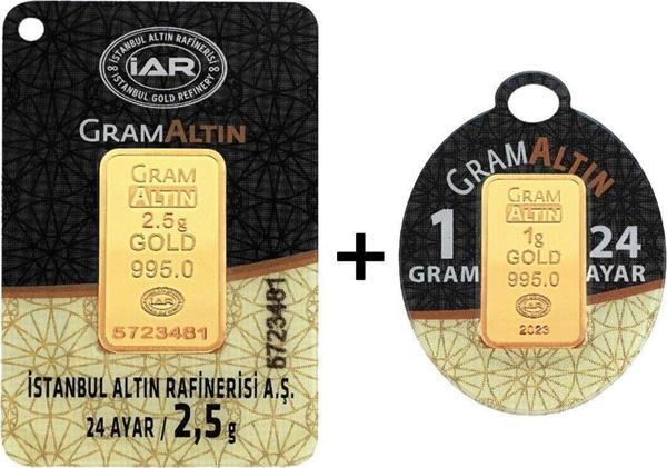 Tuğrul Kuyumculuk 3,5 Gram (2,5+1) Külçe Gram Altın IAR 24 Ayar  - Image 1