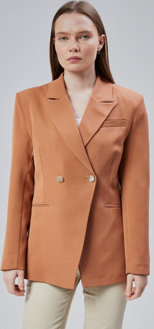 Kadın Kruvaze Kapama Oversize Blazer Ceket - Image 1