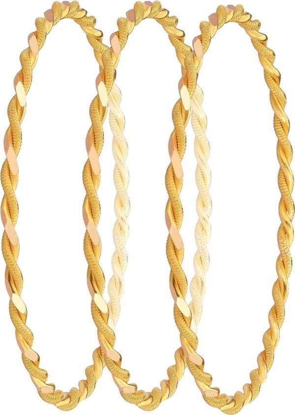 Tuğrul Kuyumculuk 30 gr (3 x 10) (Gram) 22 Ayar İşçiliksiz Paftalı Burma Bilezik - Image 1