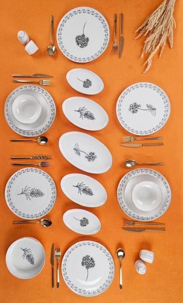 Adalee 12 Kişilik 46 Parça Porselen Yemek Takımı - Image 1