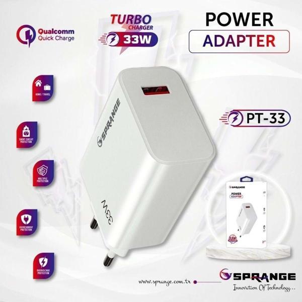Sprange General Mobile Gm 22  Uyumlu Pt-33 Turbo Ultra Hızlı Şarj 33W 3A 5V3A Usb Şarj Kafa - Image 1