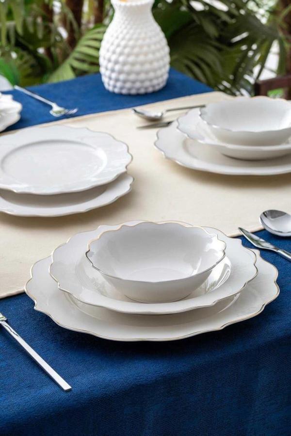 Karmen 6 Kişilik 24 Parça Gold Porselen Yemek Takımı - Image 1