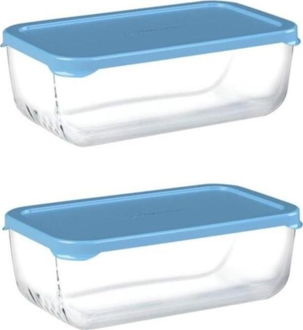 2'li Snowbox Cam Saklama Kabı 1200 Cc Mavi Kapaklı (53743) - Image 1
