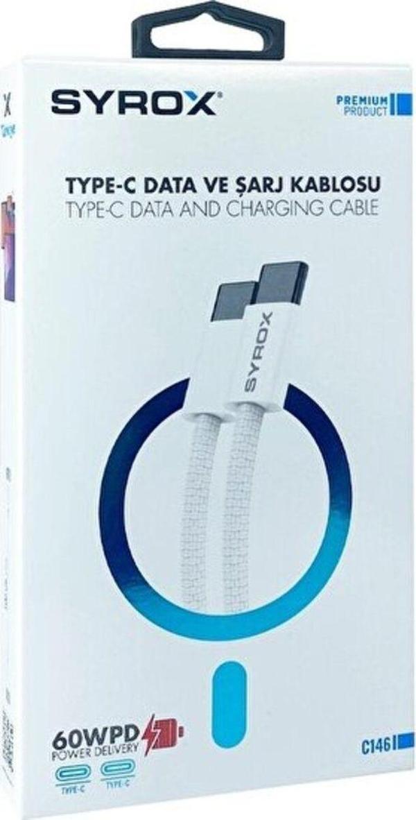 Ceyhan İletişim Poco X3 Pro Şarj Baslık+Kablo Uyumlu C146 60W Örgü Type-C Type-C Şarj Data Kablosu - Image 1