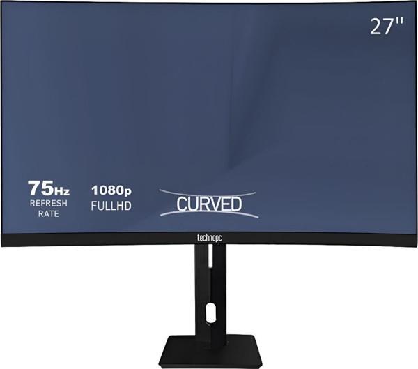 Technopc TPL27CS FHD VA 8ms 250Nit HDMI+DP+VGA Asansörlü Ayak Curved 27" Monitör TPMNT10F080656  - Image 1