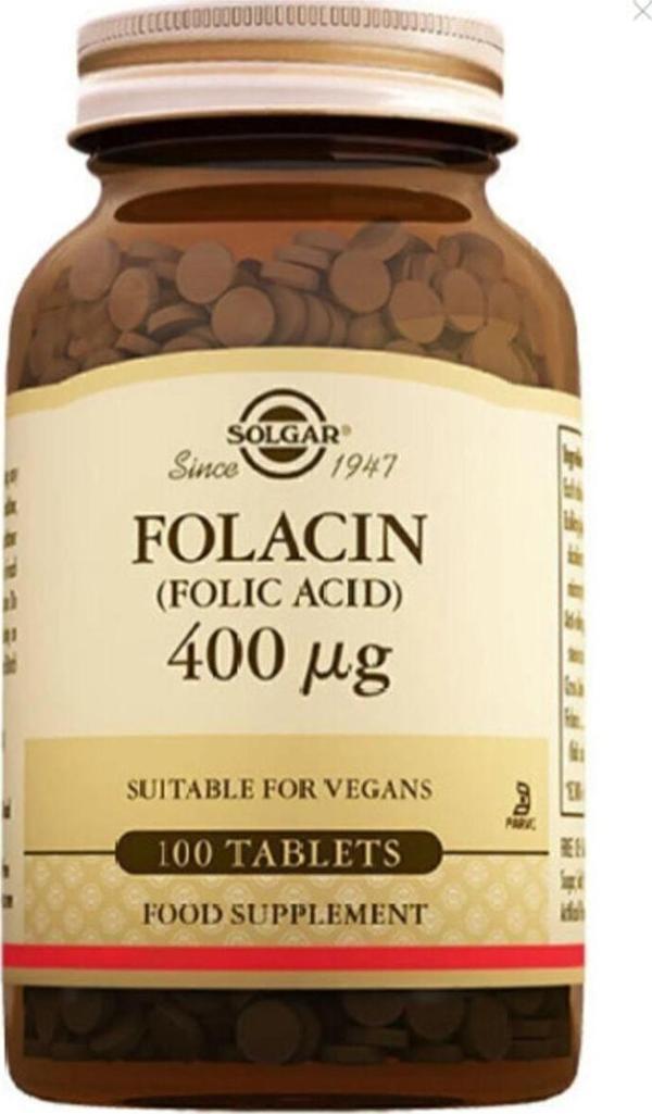 Folic Acid (folacin) 400 Mcg 100 Tablet (folik Asit ) Skt:07-2024 - Image 1