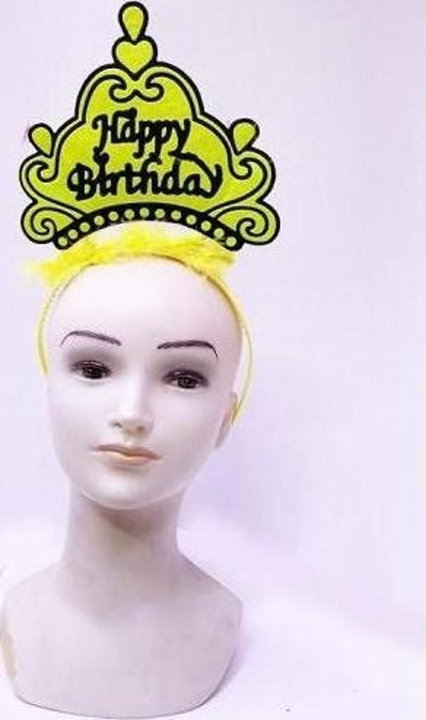 Happy Birthday Neon Sarı Taç - Image 1